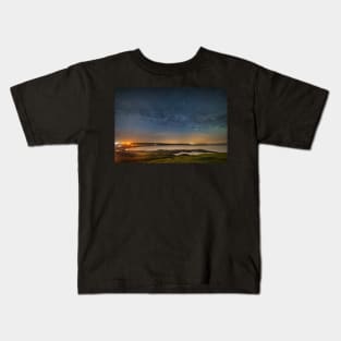 Port Eynon Bay and Horton at night Kids T-Shirt